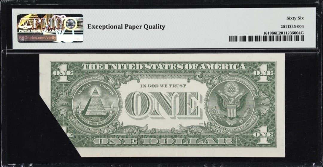 Error Fr. 1619 1957 $1 Silver Certificate PMG Gem 66 EPQ Printed Fold Error view 2