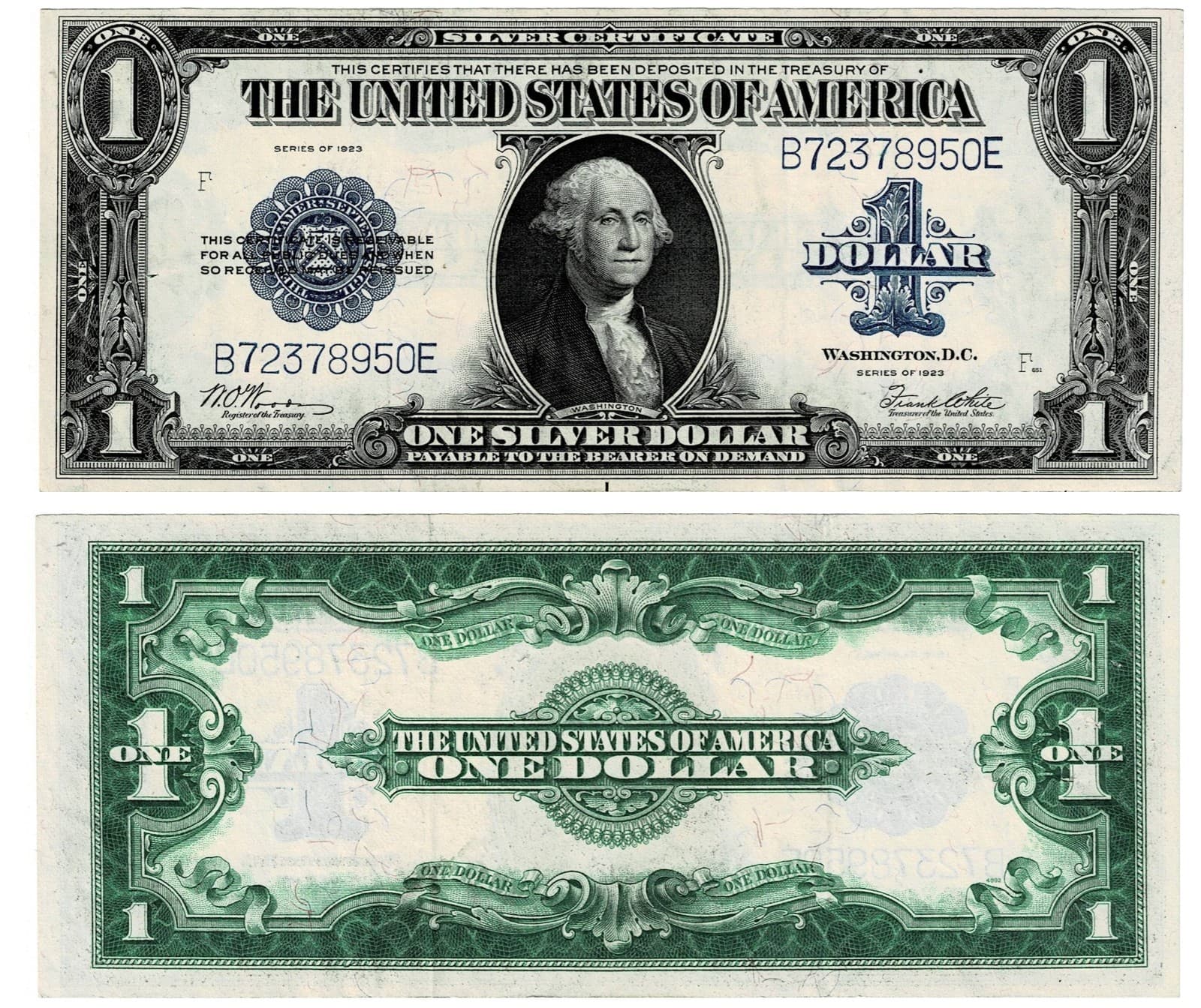 Series 1923 $1 Large Size Silver Certificate - Woods/White  — view 1