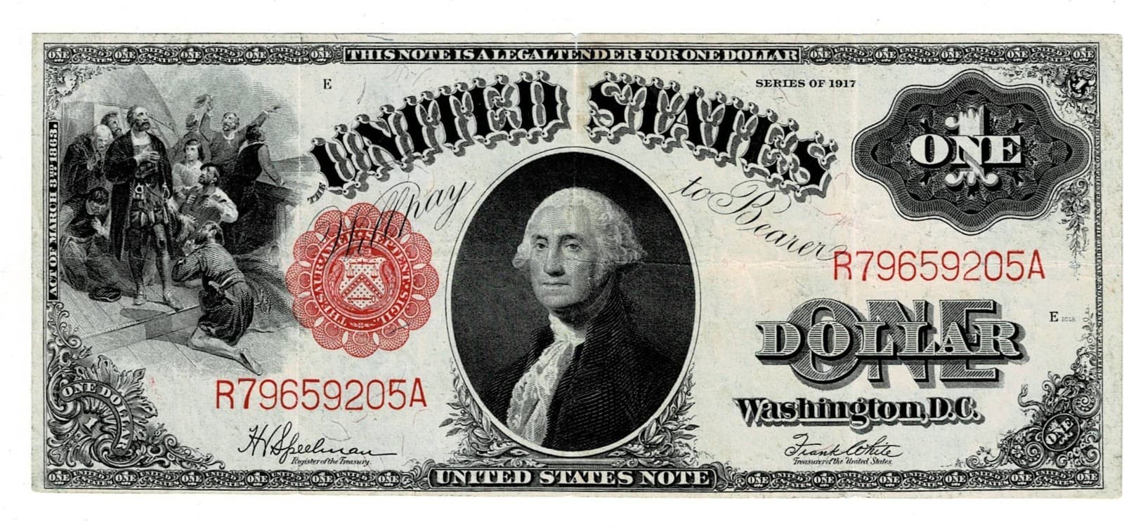 1917 $1 Legal Tender Note LARGE SIZE NOTE