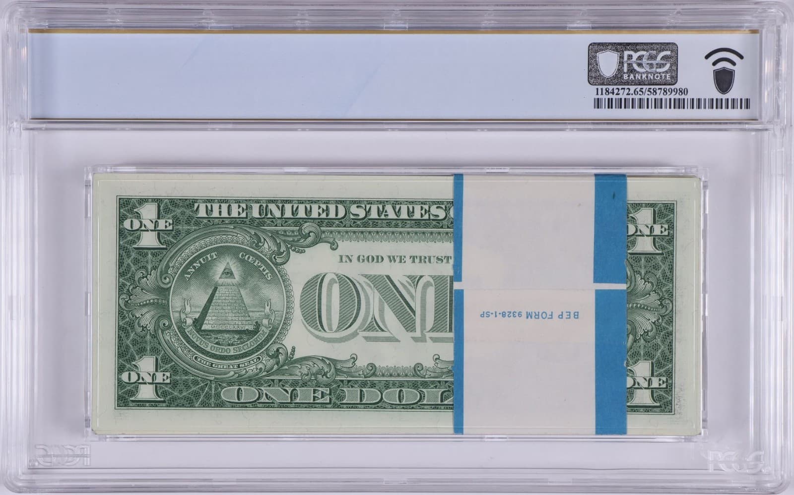 Gem Pack 1957B $1 (100) Notes, 30 Stars, PCGS UNC 65 PPQ Fr. 1621 view 2