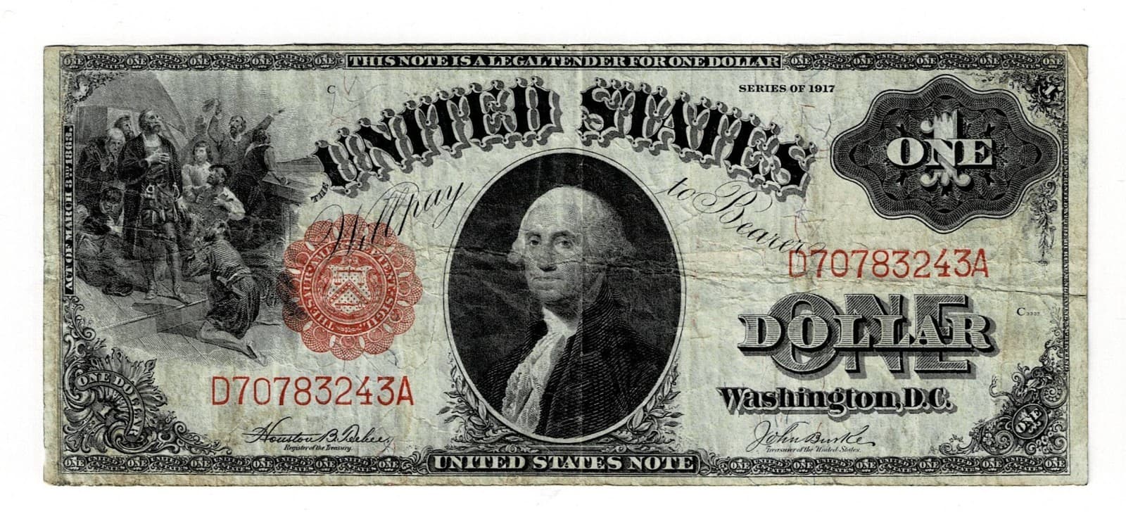 1917 $1 Legal Tender Note LARGE SIZE NOTE