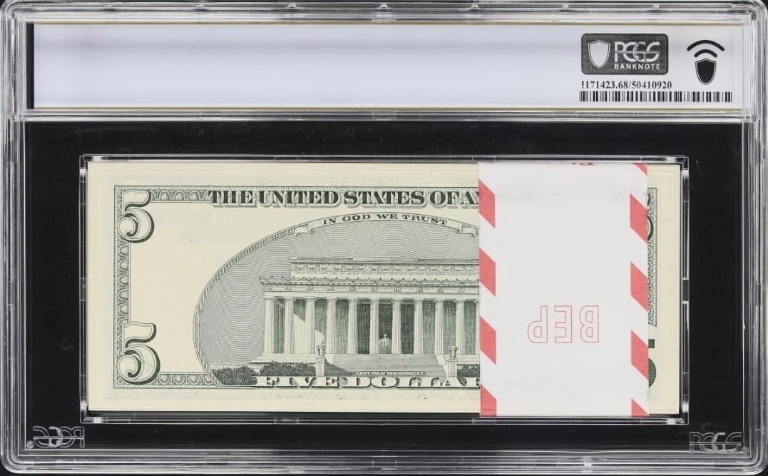 Superb GEM PACK 1999 $5 PCGS 68 PPQ FRN Kansas City 🌟STAR🌟 100 Consecutive view 2