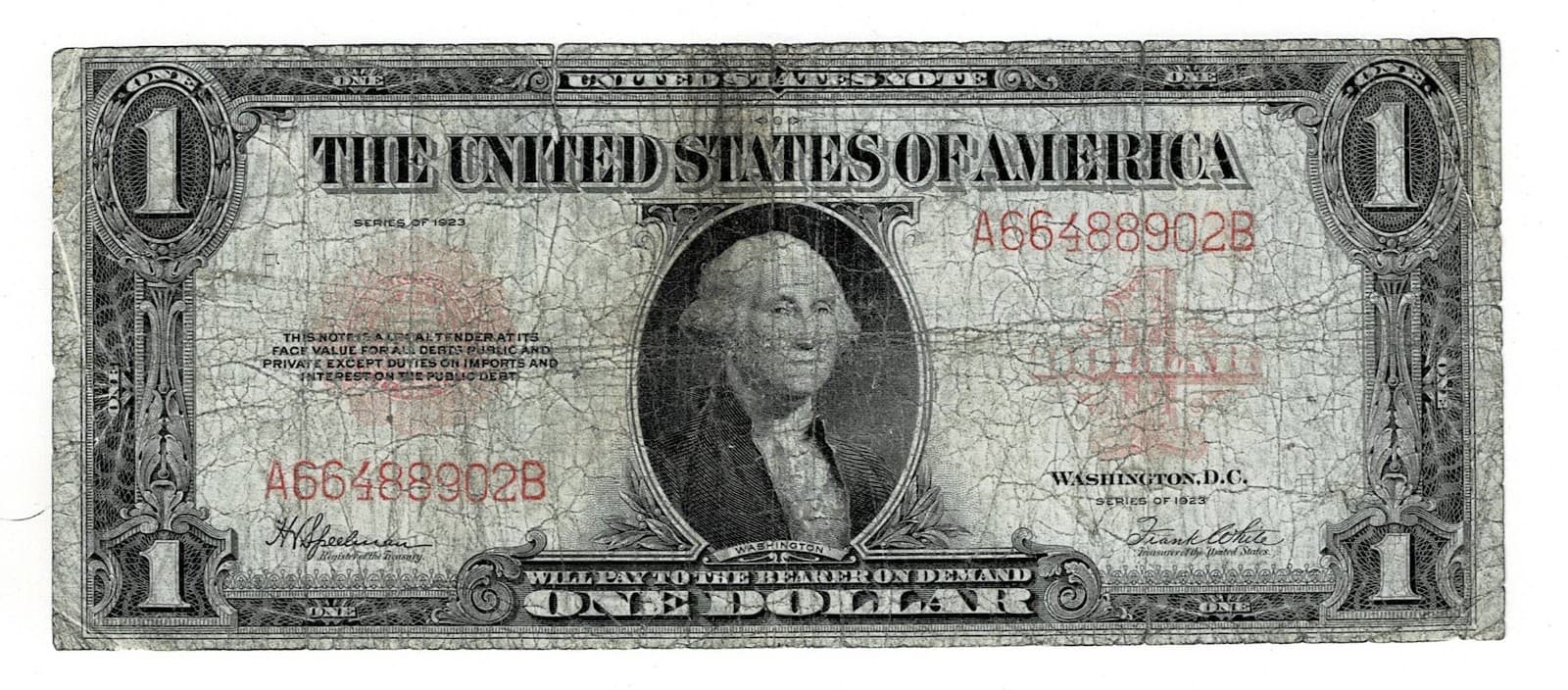 1923 $1 Legal Tender Note Red Seal Horse Blanket FR#40