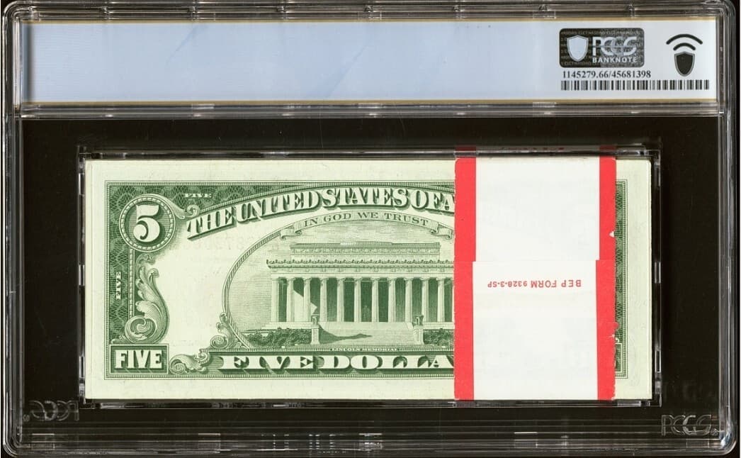 Fr. 1536 $5 1963 FRN's Full Pack of 100 Notes PCGS Gem Unc 66 PPQ 13 STARS 🌟  view 2
