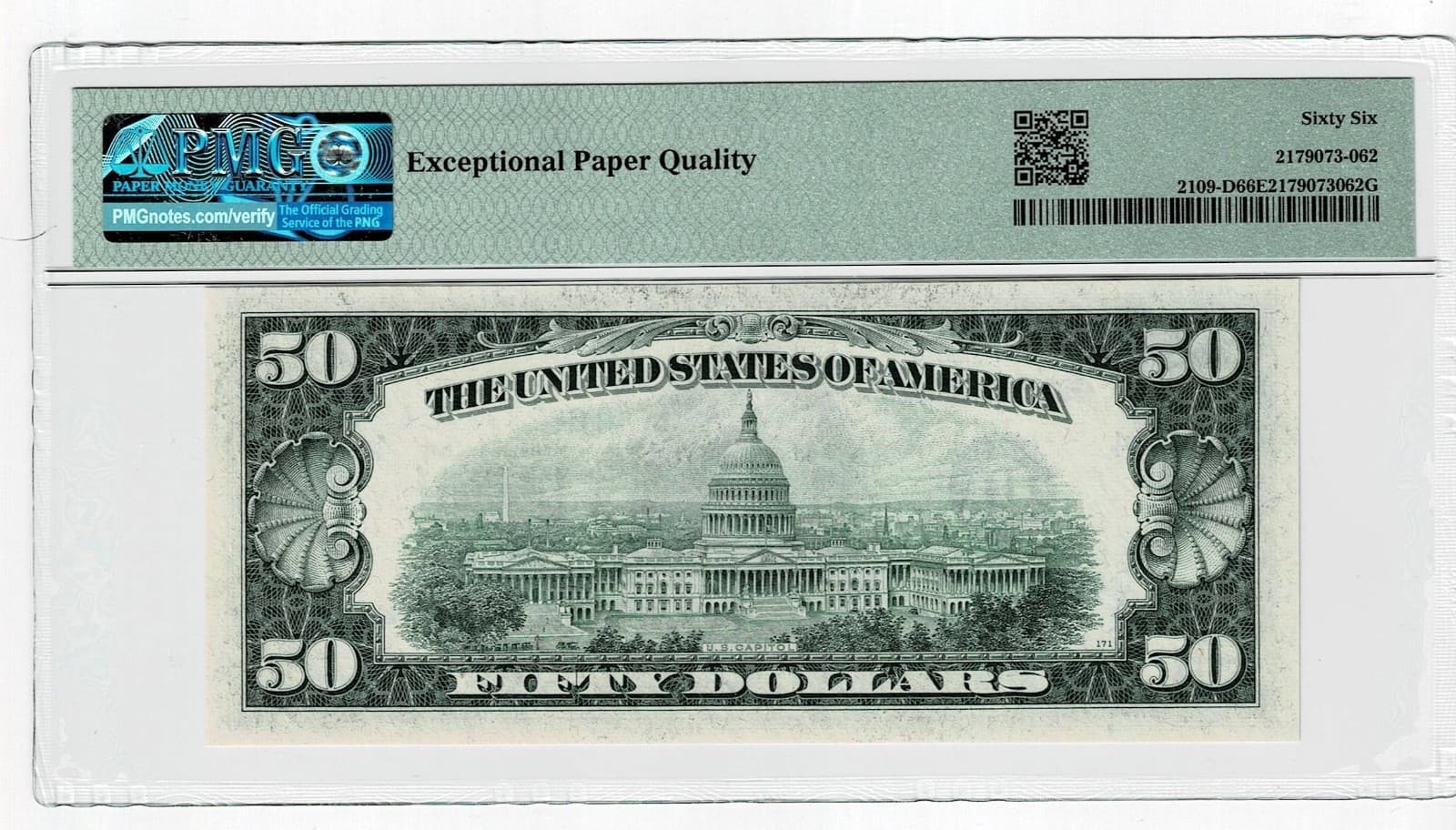 Consecutive Triplet 1950B $50  FR 2109-D DA Block PMG 66 EPQ Sequential view 6