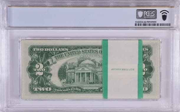 1963 $2 FULL Pack Fancy Serial (100) Sequential Repeater PCGS 66 Gem 💎 UNC view 2