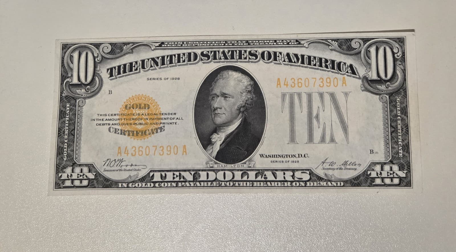 1928 $10 Gold Certificate FR#2400 view 3