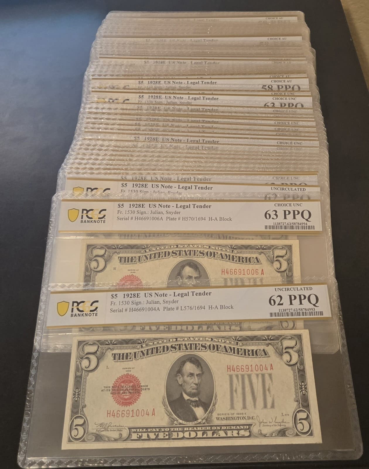 Half Pack 1928-E $5 Nearly Consecutive 51 notes Fr 1530 Sequential