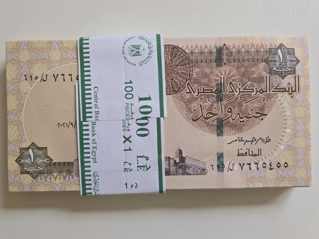 Egypt 1 Pound, 2019-2022,  UNC X 100 Sequential Bundle Pack — view 1