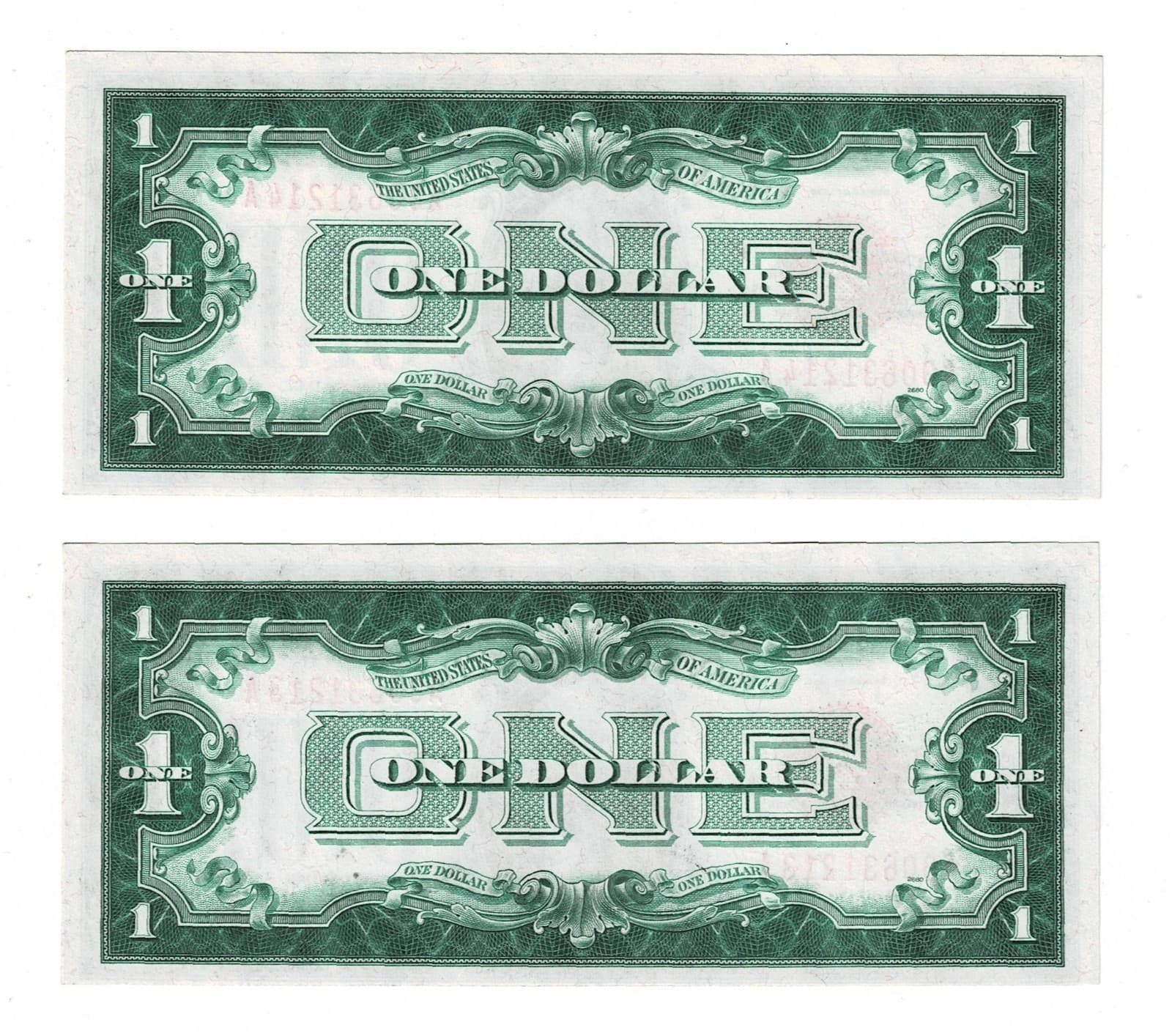 Sequential 1928 $1 Red Seal Legal Tender Note FR.1500 Consecutive Pair view 2
