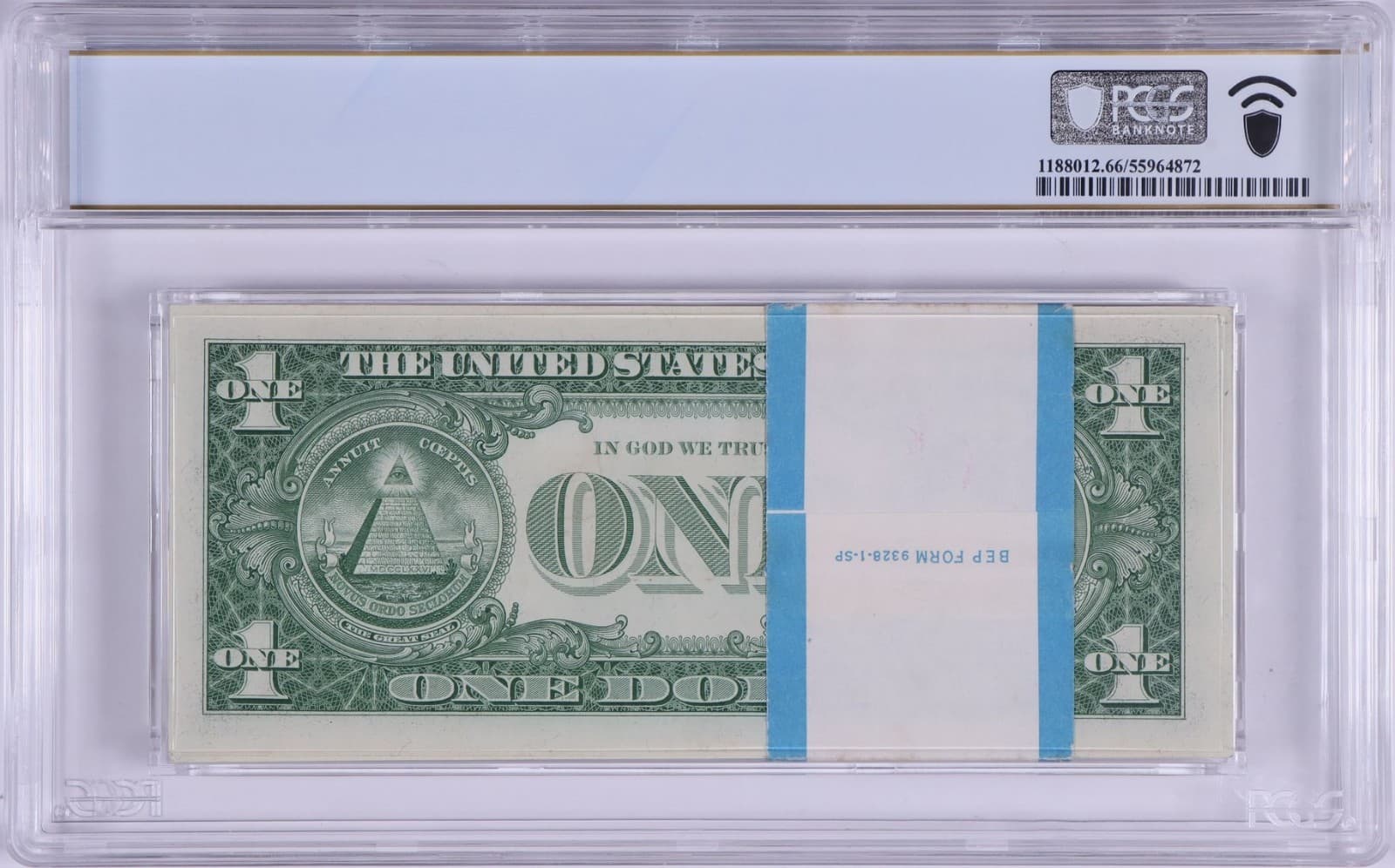1957 $1 Silver Certficates, 100 consecutive, Graded BEP Pack , GEM 66 PPQ view 2