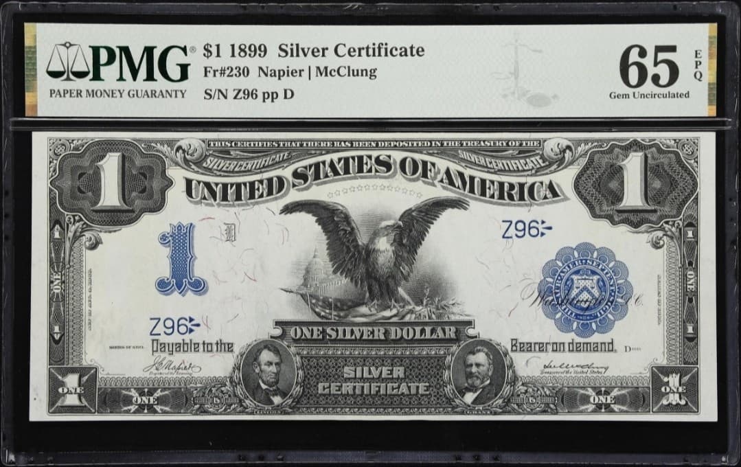 Super Rare Sequential 2-digit Black Eagles 1899 $1 Fr. 230 PMG 66EPQ 65 EPQ view 5