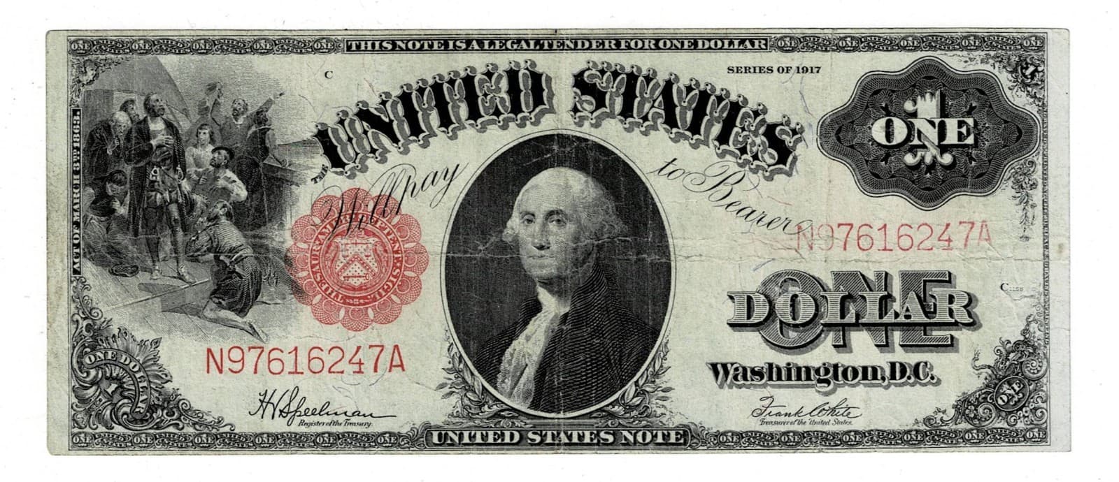 1917 $1 Legal Tender Note LARGE SIZE NOTE