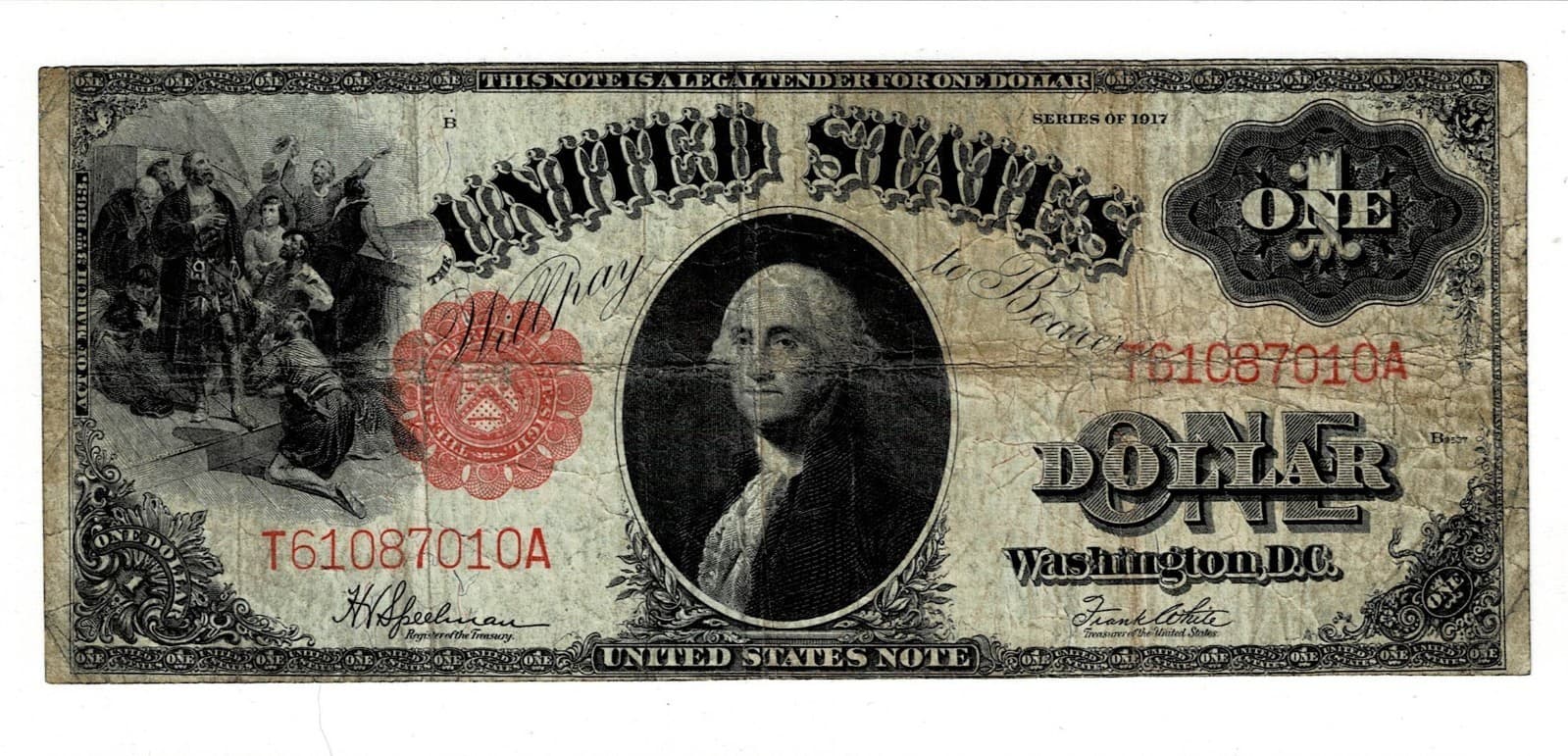 1917 $1 Legal Tender Note LARGE SIZE NOTE