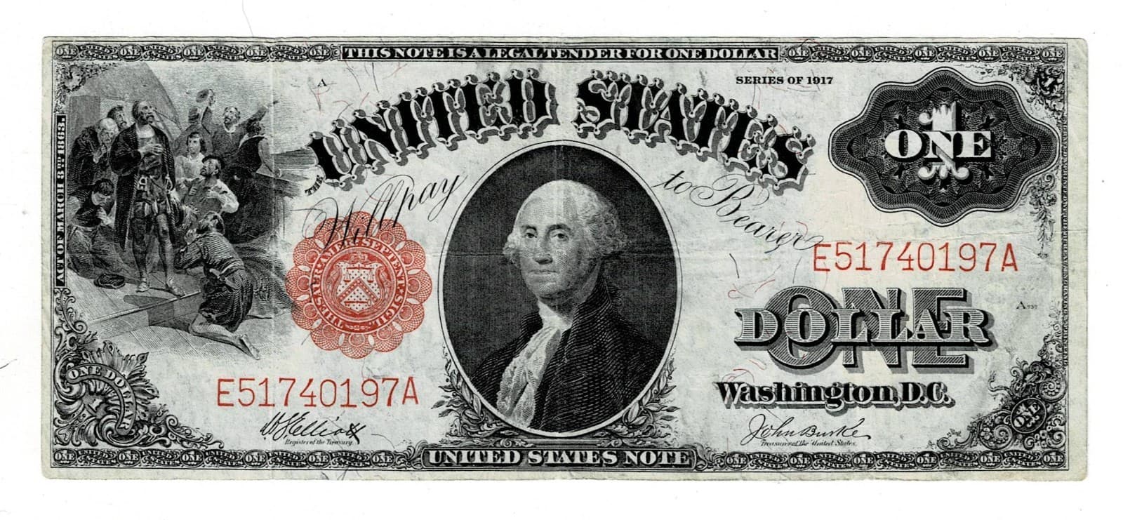 1917 $1 Legal Tender Note LARGE SIZE NOTE