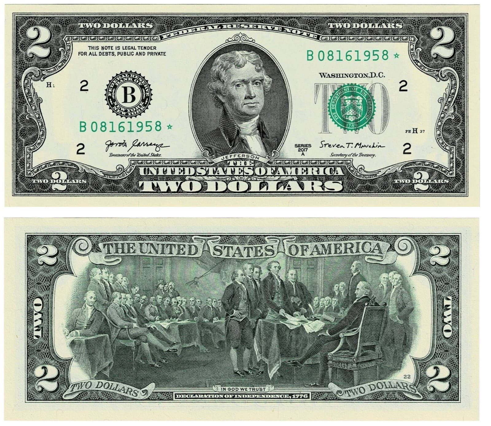Madonna's Birthday Dollar August 16, 1958 Serial Number Star Note — view 1