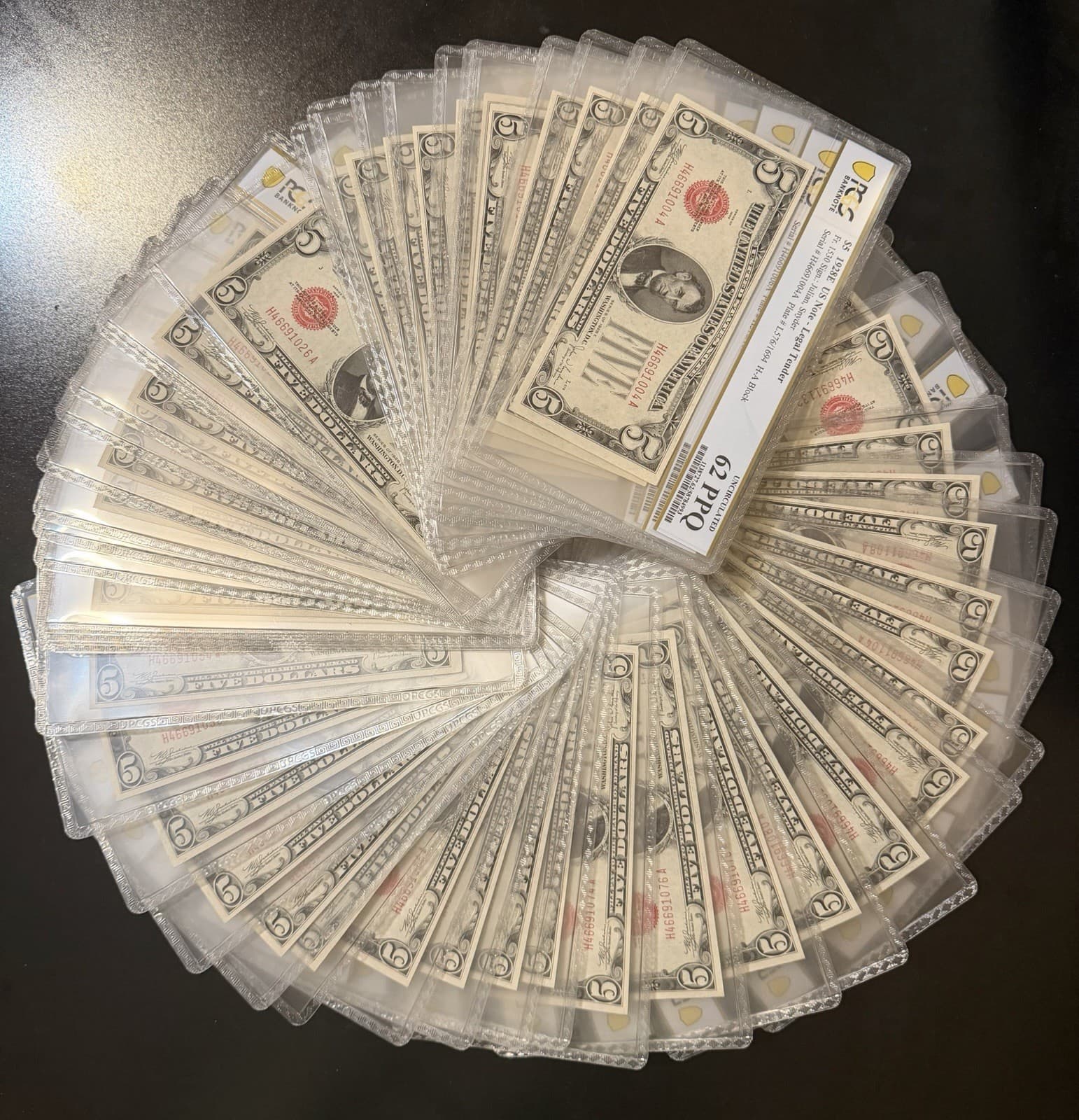 Half Pack 1928-E $5 Nearly Consecutive 51 notes Fr 1530 Sequential view 2