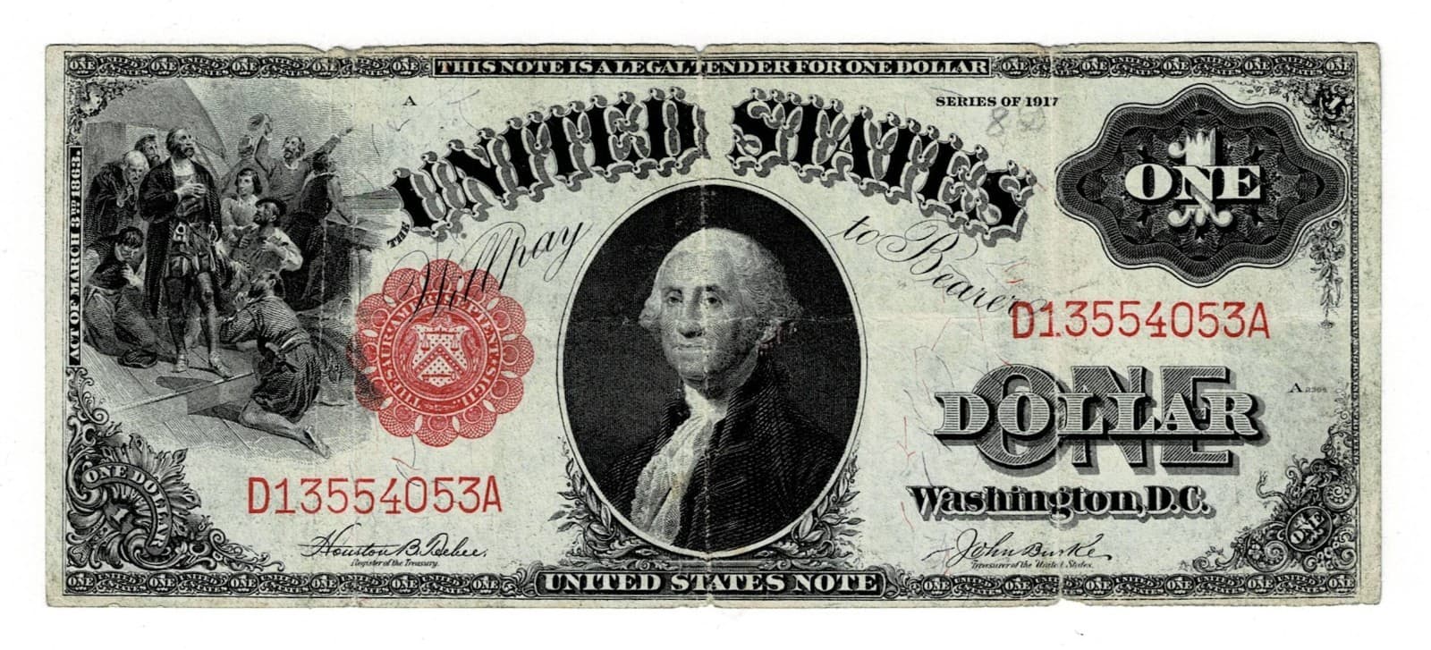 1917 $1 Legal Tender Note LARGE SIZE NOTE