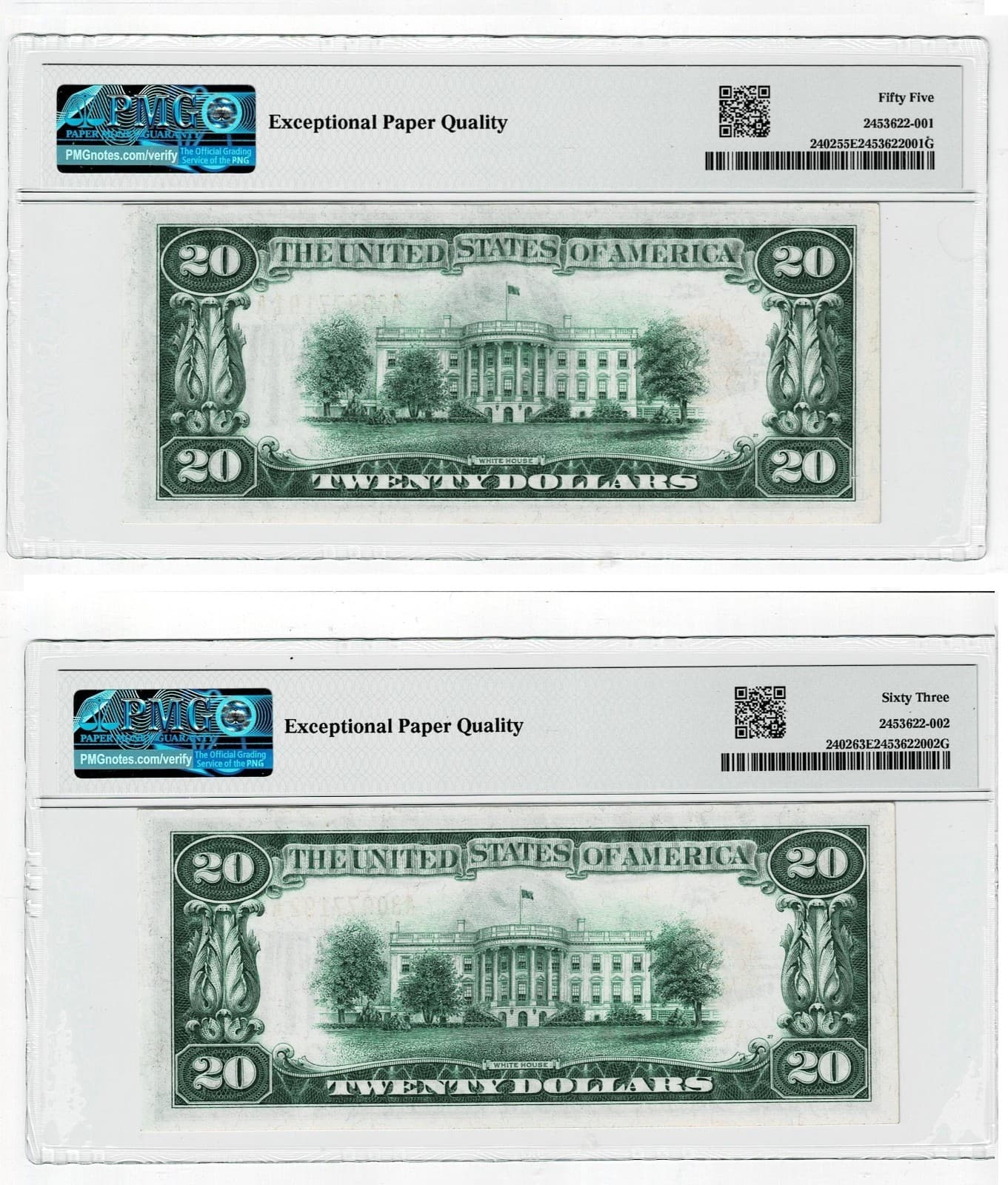 Consecutive Gold Certificates $20 Fr. 2402 PMG Super Rare view 2