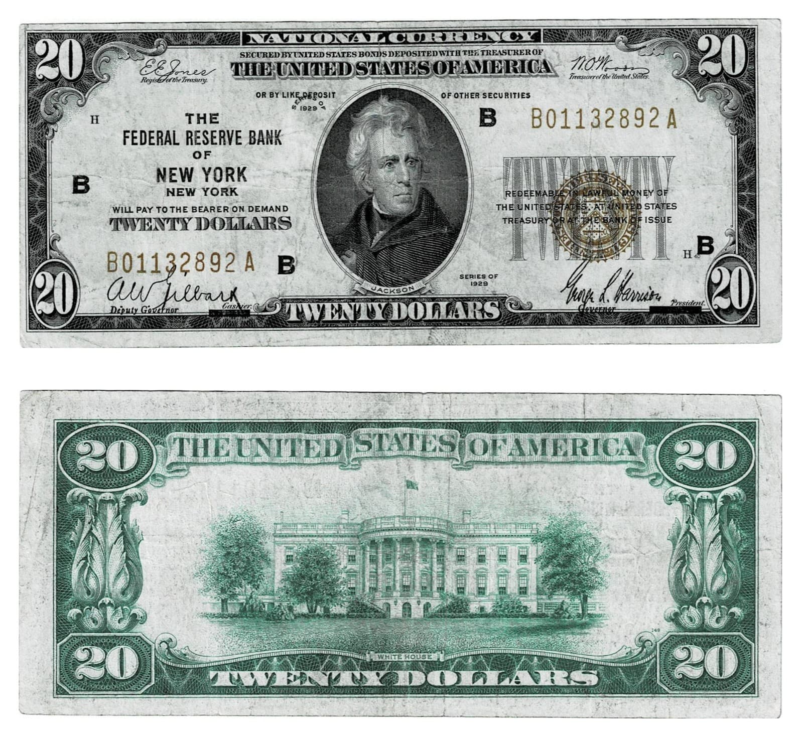 $20 1929 Fort Greene New York NY National Currency Bank Note — view 1