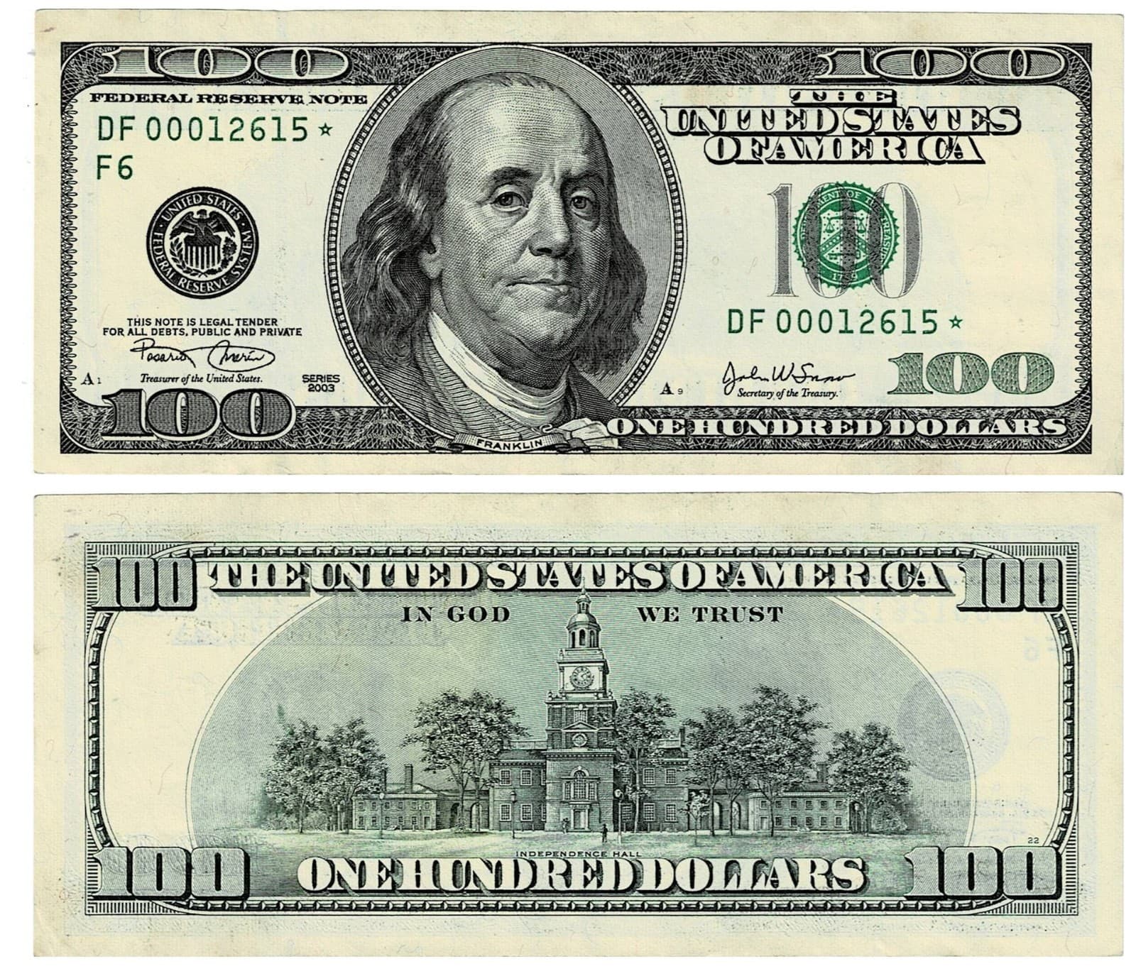 Low Serial Star Note 2003 $100 - Block DF* - Atlanta — view 1