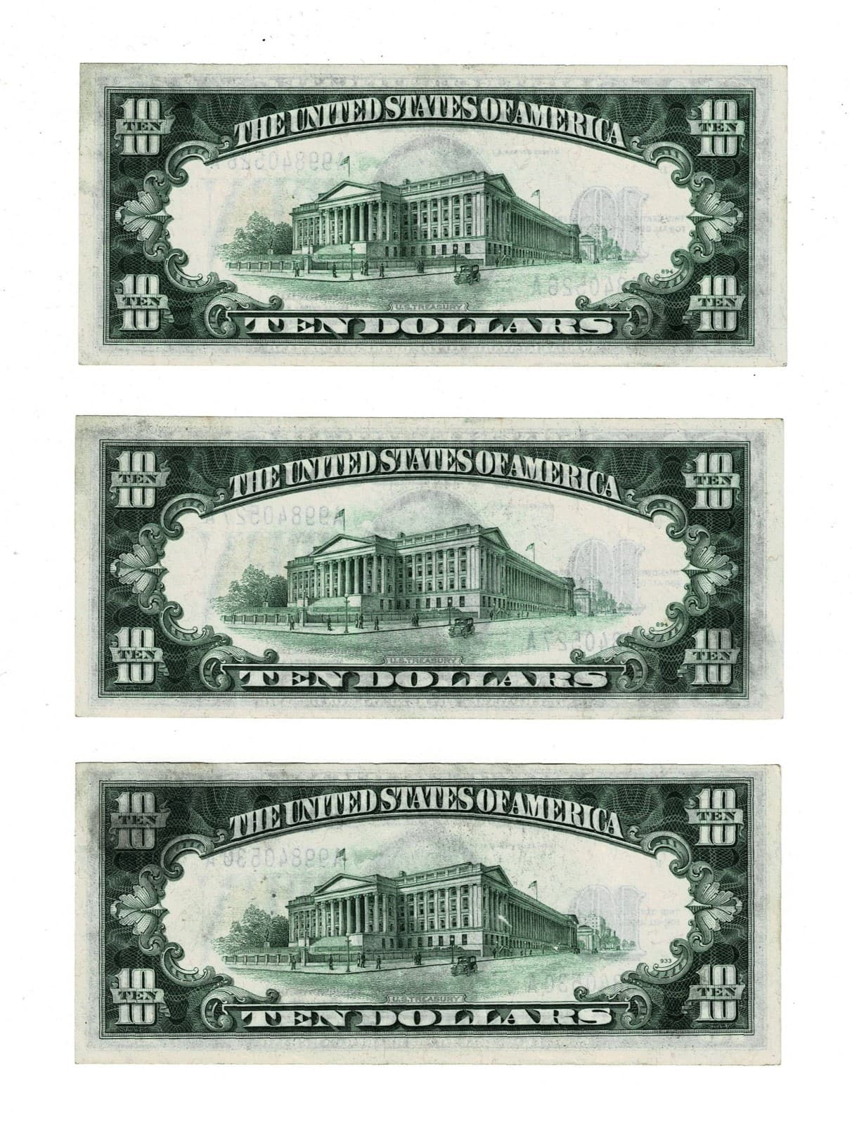 Nearly Consecutive $10 North Africa issue  Silver Certificates WW2 Emergency view 2