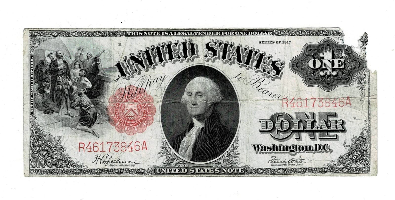 Part of History: 1917 $1 Legal Tender Note LARGE SIZE NOTE