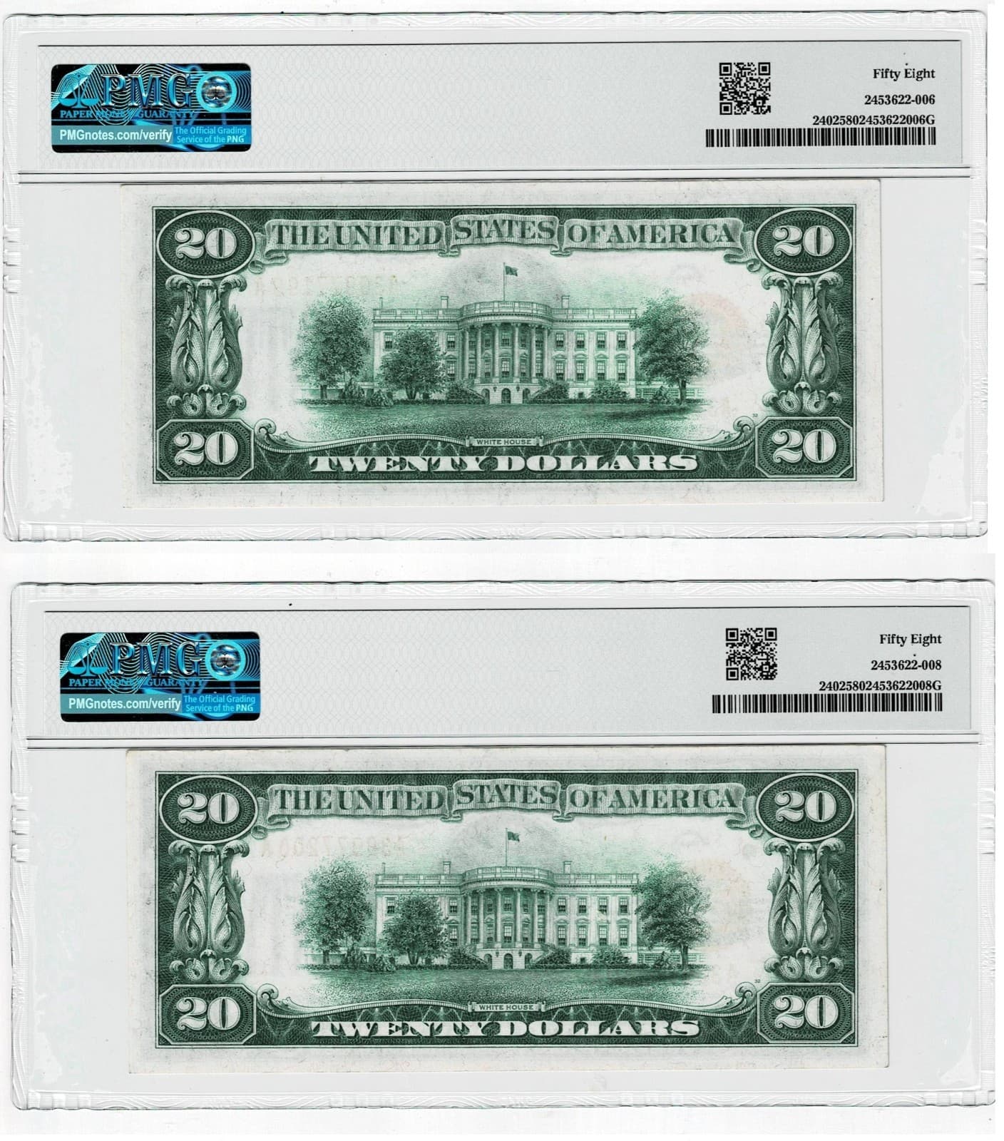 Consecutive Gold Certificates $20 Fr. 2402 PMG Super Rare view 2