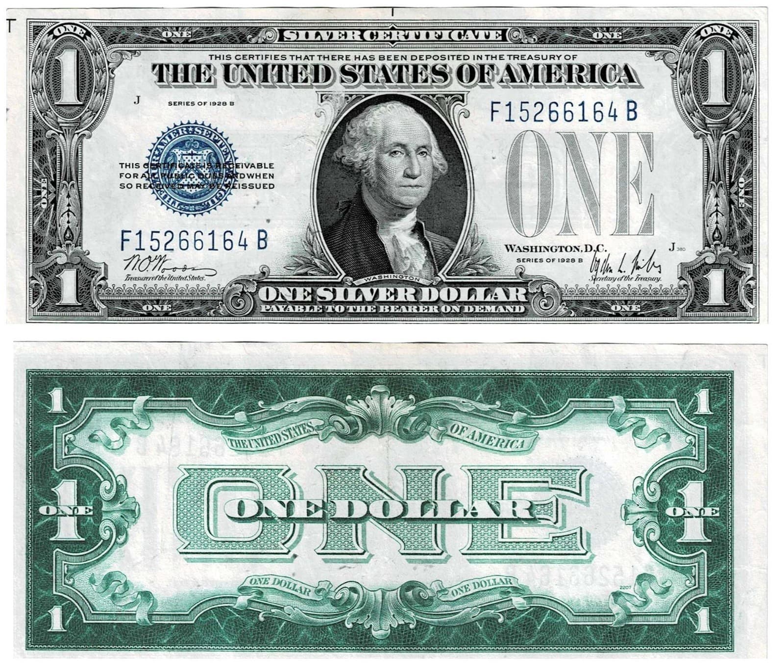 1928 B $1 Blue Seal Silver Certificate Very nice Clean note — view 1