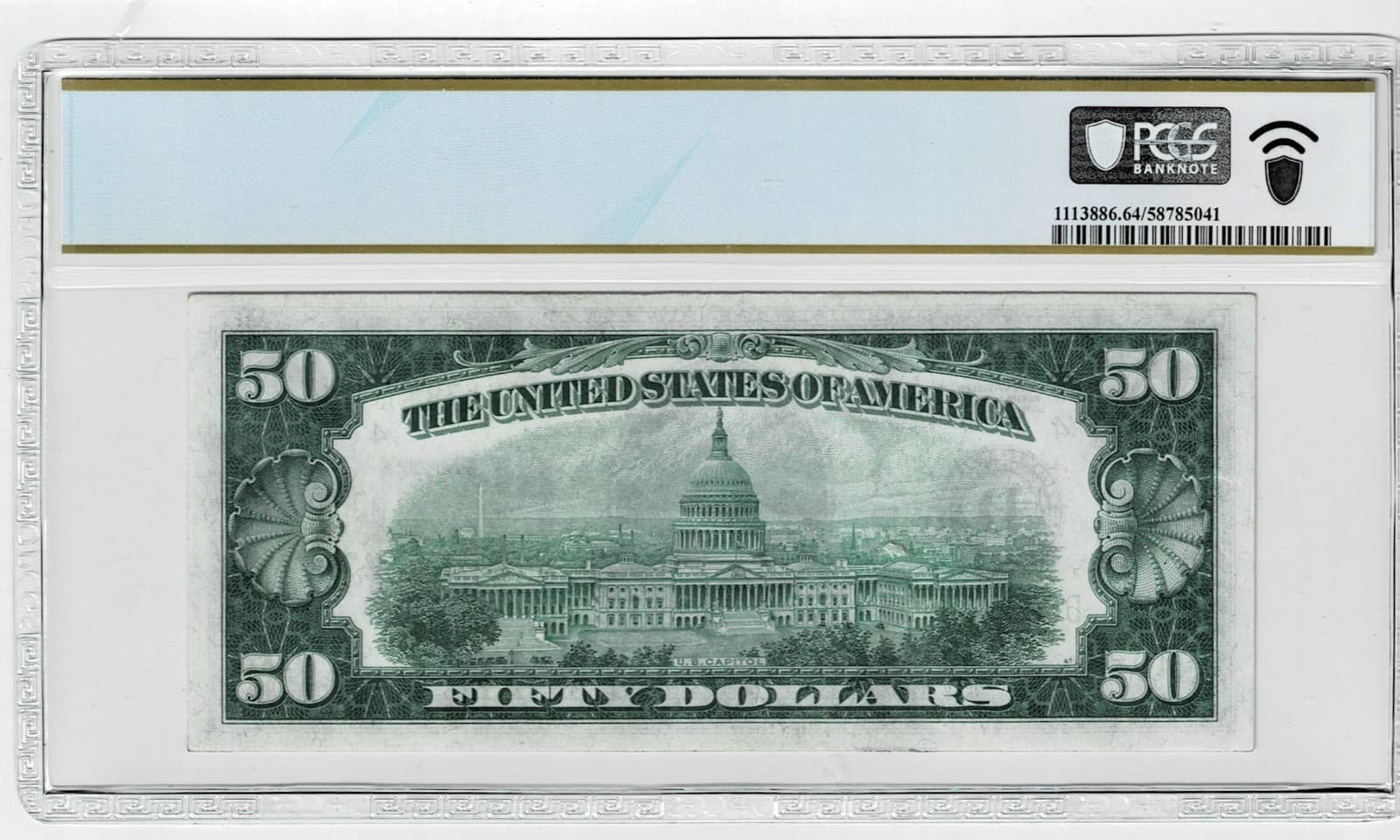 Lime Green Seal $50 1934-D Cleveland Fr. 2102-D Choice Unc PCGS 64 view 2