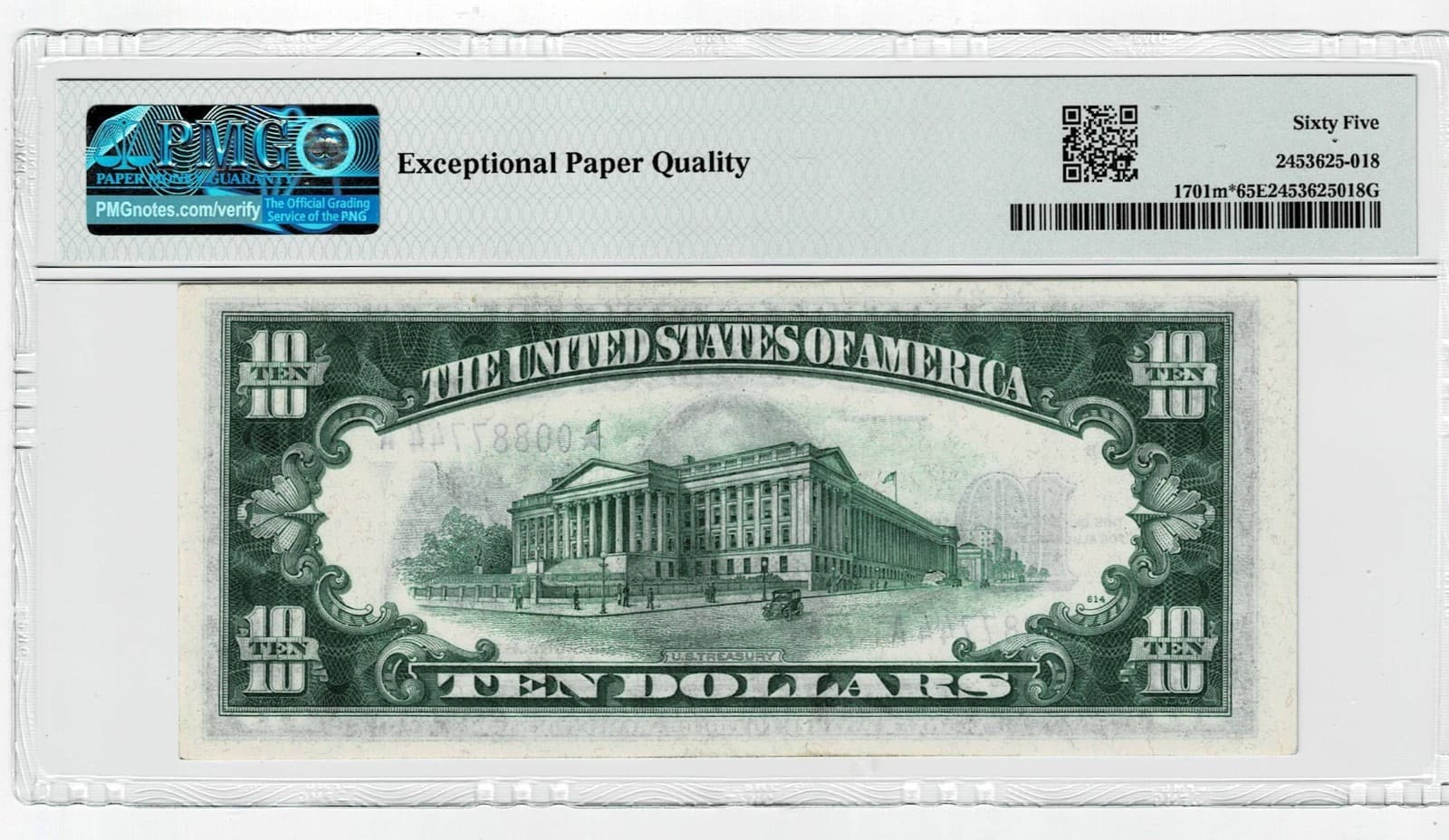1934 $10 MULE STAR SILVER CERTIFICATE  FR. 1701m* PMG GEM UNCIRCULATED-65EPQ view 2
