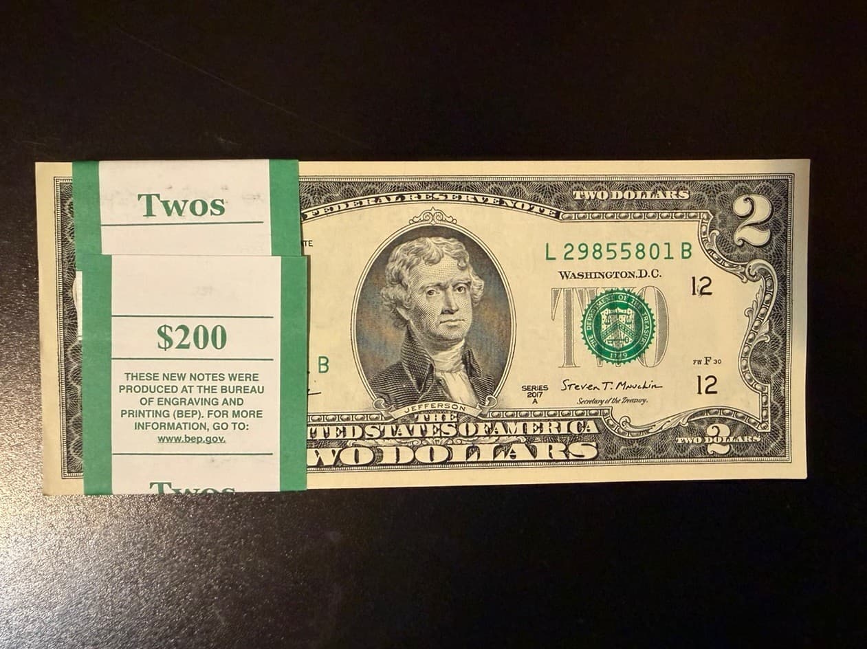 Radar Pack of 2017-A $2 BEP Uncirculated 100 Sequential Notes — view 1
