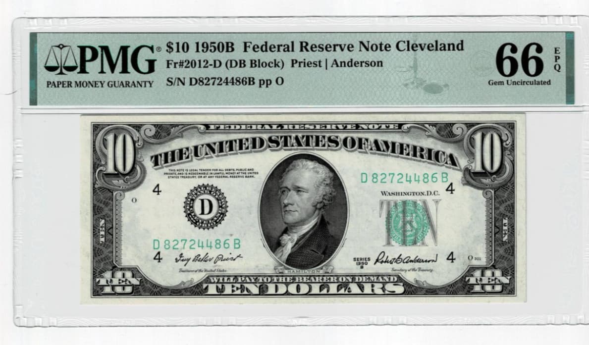 1950-B $10 FRN Atlanta  PMG 66 EQP