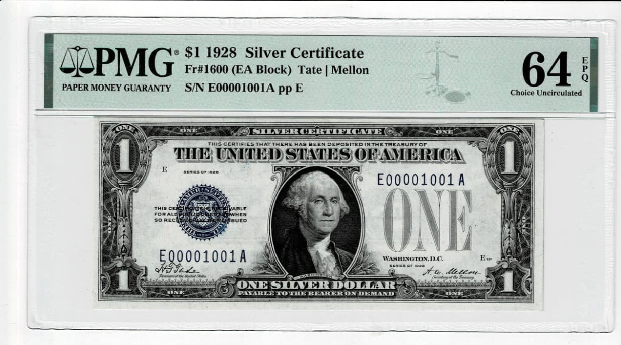 Serial 1001 - 1928 Blue Seal Silver Certificate Fancy Serial UNC view 3