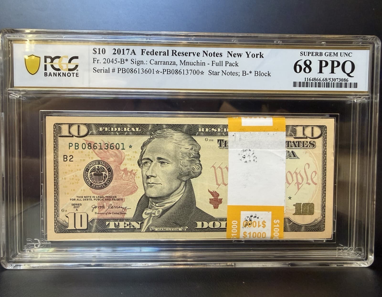 SUPERB GEM Full Star Pack of 100 X 2017A $10 New York BEP UNC PCGS 68 — view 1