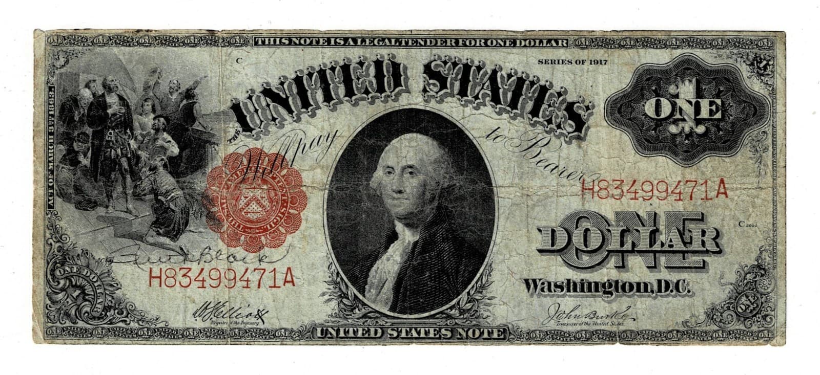 1917 $1 Legal Tender Note LARGE SIZE NOTE