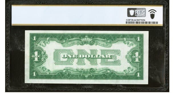 Low Serial 120 Funny Back 1928  $1 Silver Certificate UNC PCGS 64 view 3