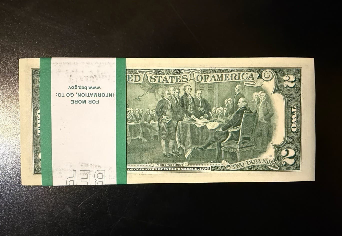 Beautiful Serial Pack of 2017-A $2 BEP Uncirculated 100 Sequential Notes view 2