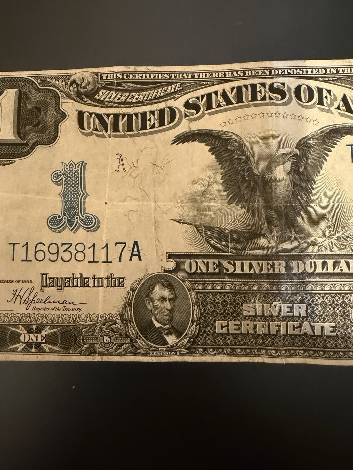 1899 $1 BLACK EAGLE LARGE Size Silver Certificate view 13